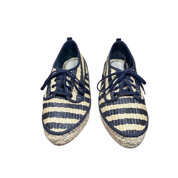 LOEFFLER RANDALL Alfie Raffia Black Tan Striped Espadrille Sneakers - Picture 5 of 12